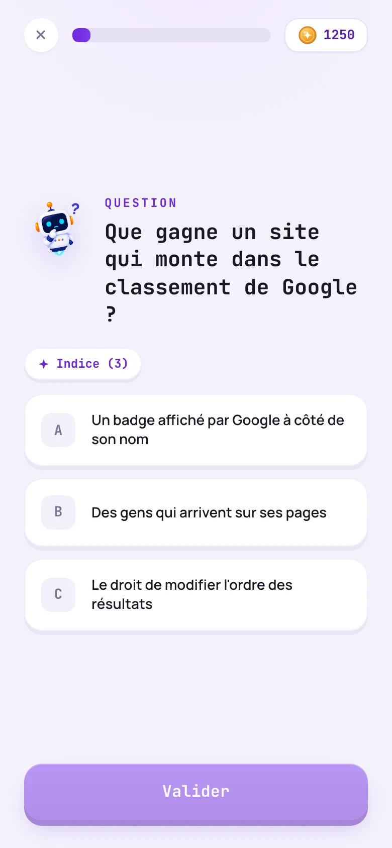 Une question d'une leçon d'Indexatio