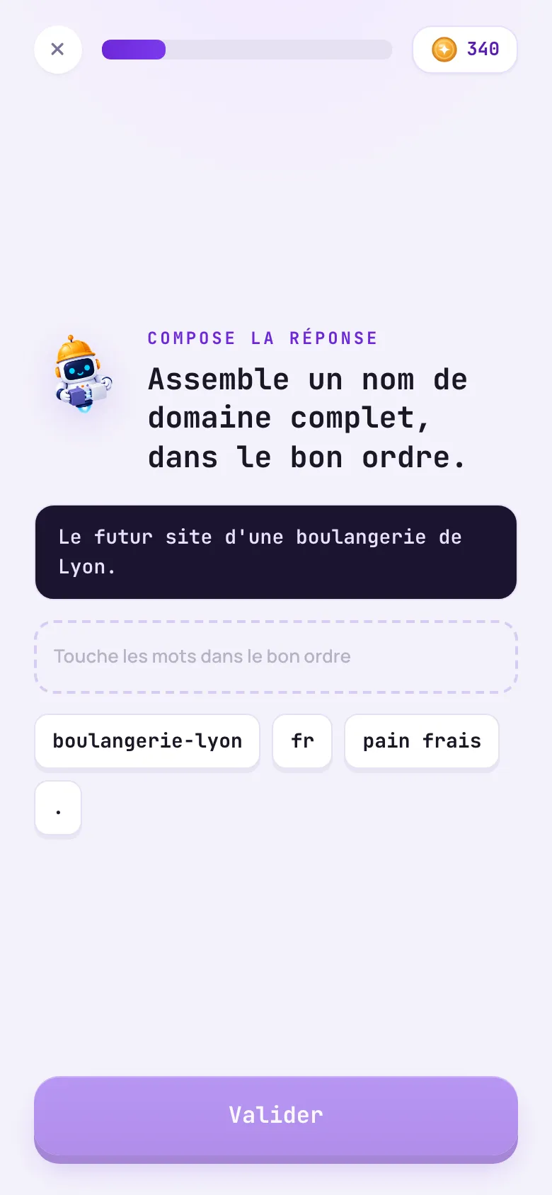 Une question du parcours Créer son premier site SEO
