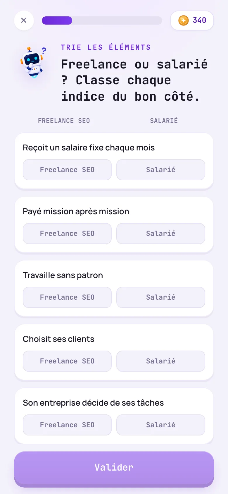 Une question du parcours Devenir freelance SEO